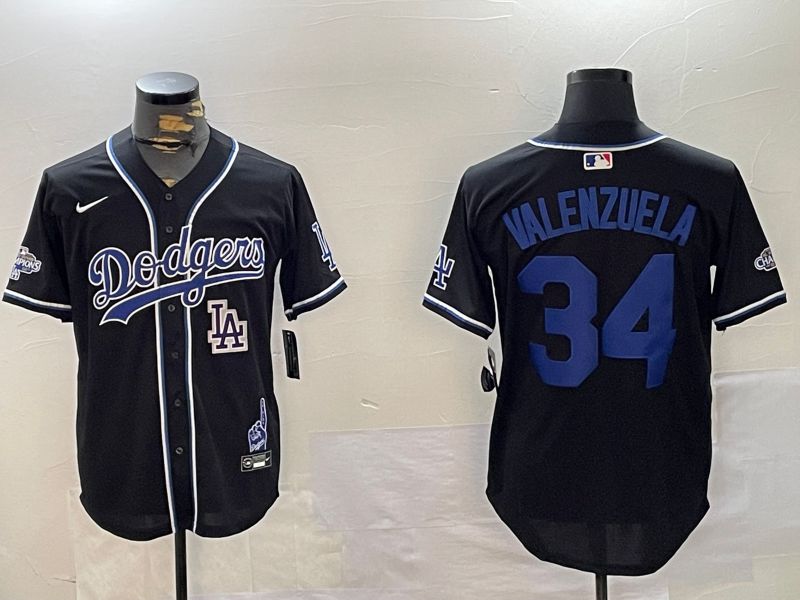 Men Los Angeles Dodgers #34 Valenzuela Black Game 2024 Nike MLB Jersey style 12025->los angeles dodgers->MLB Jersey